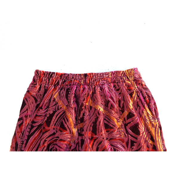 Free People Velvet Abstract Burgundy Orange Pants. S - Picture 7 of 8